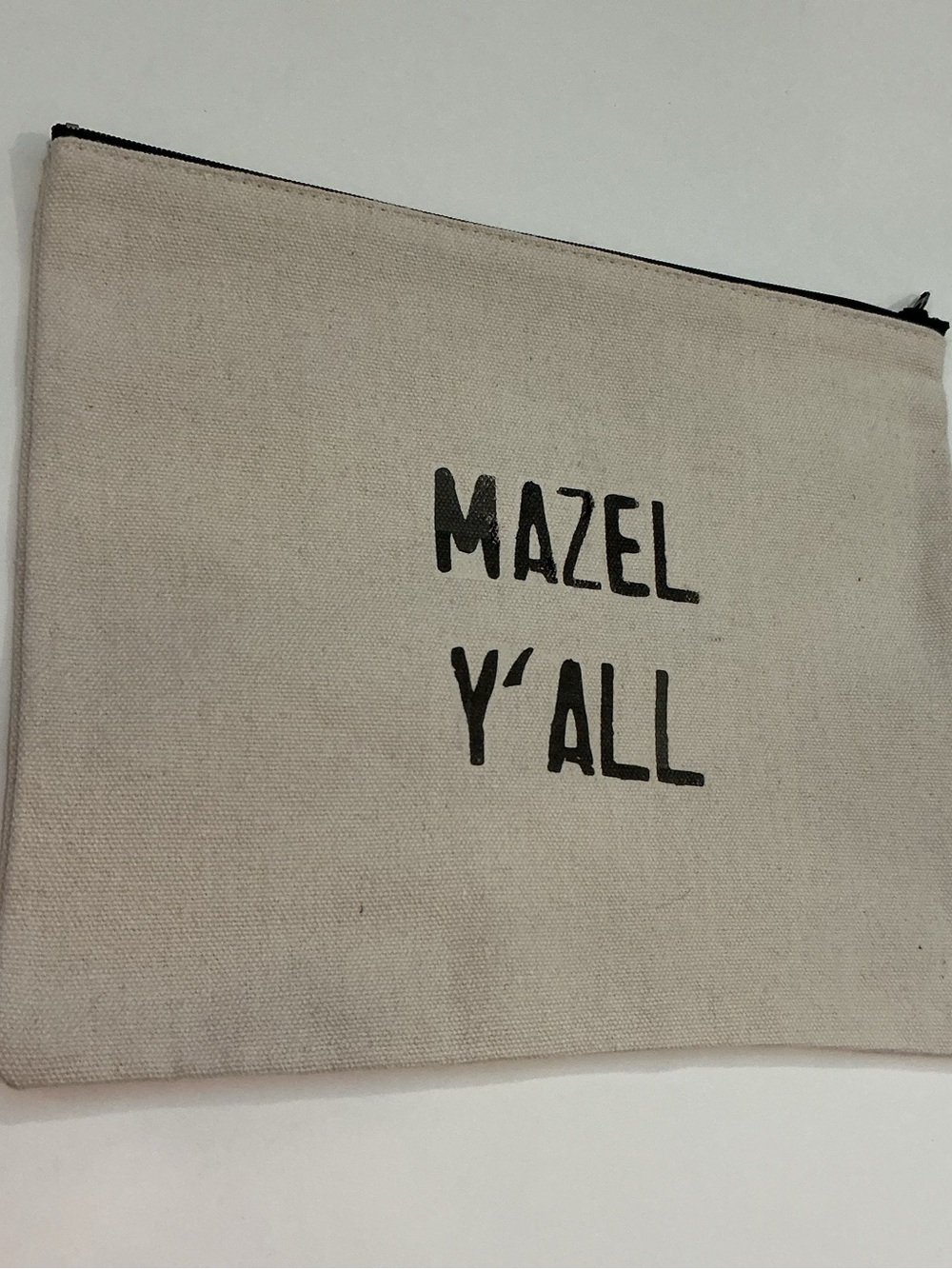 MARCIA MADE IT Mazel Y'All Canvas Zip Pouch - Natural